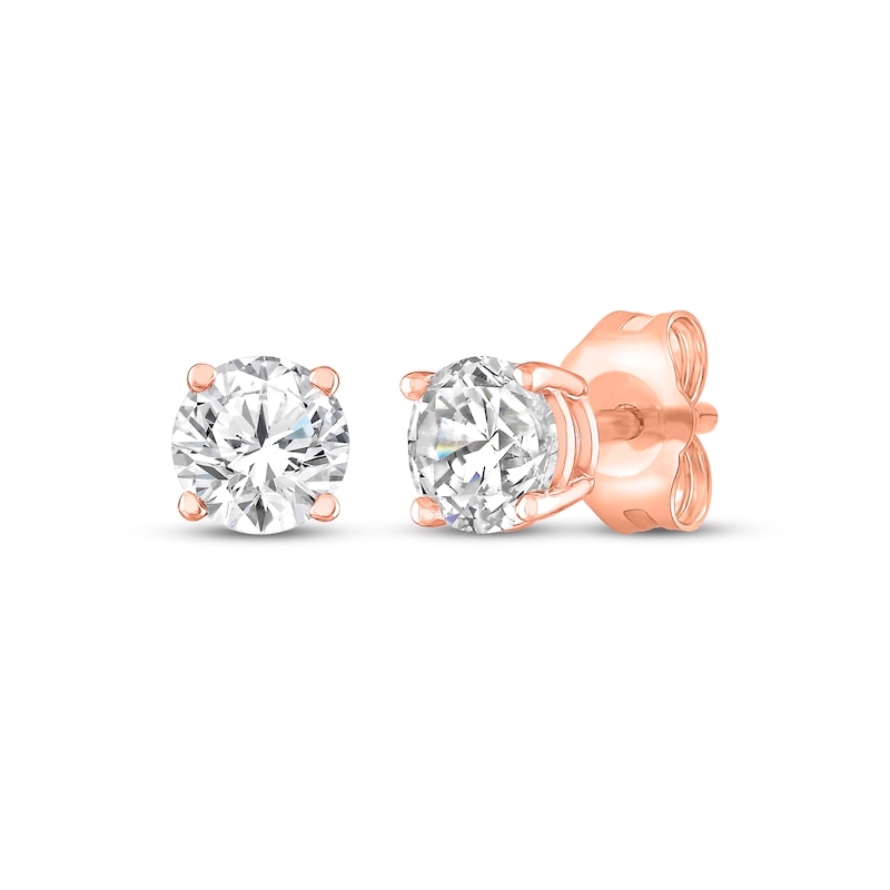 Main Image 1 of KAY Lab-Grown Diamonds Round-Cut Solitaire Stud Earrings 1/2 ct tw 10K Rose Gold (F/SI2)