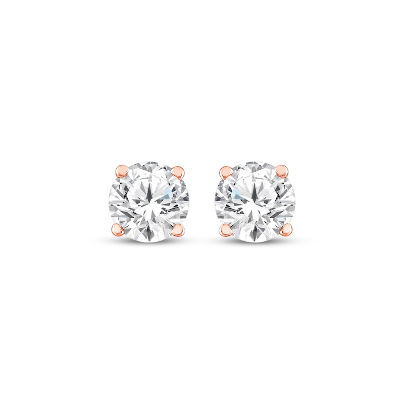 Main Image 2 of KAY Lab-Grown Diamonds Round-Cut Solitaire Stud Earrings 1/2 ct tw 10K Rose Gold (F/SI2)