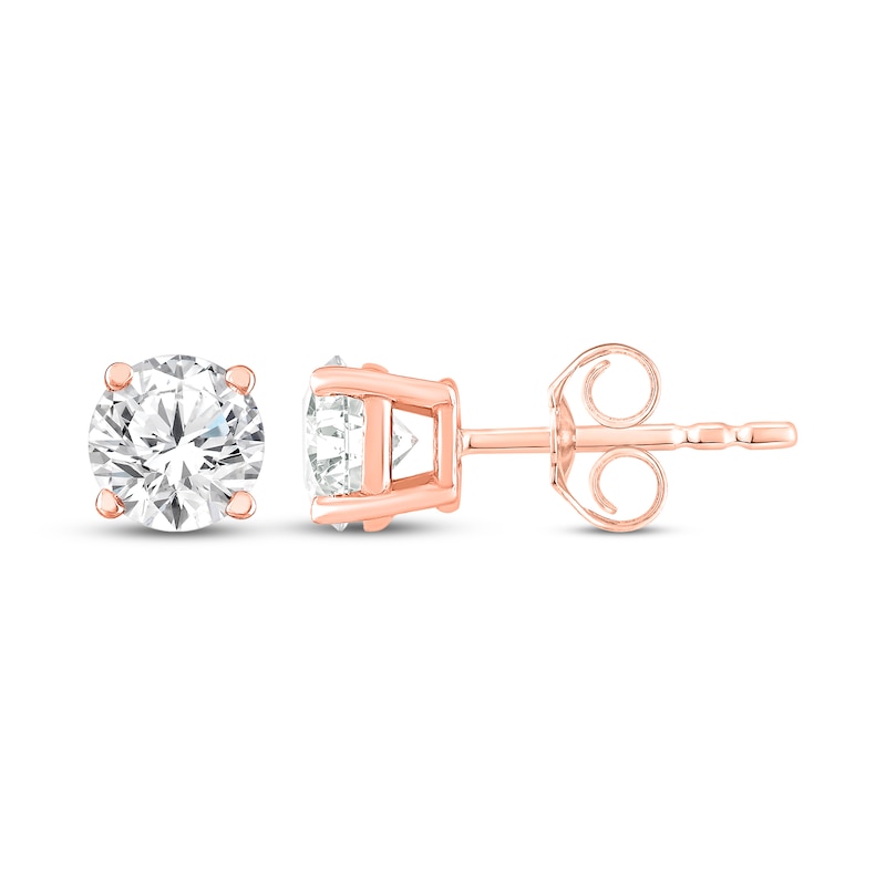 Main Image 3 of KAY Lab-Grown Diamonds Round-Cut Solitaire Stud Earrings 1/2 ct tw 10K Rose Gold (F/SI2)
