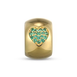 STUDIO BY KAY Lab-Created Emerald Heart Rondelle Charm 24K Yellow Gold Vermeil Sterling Silver