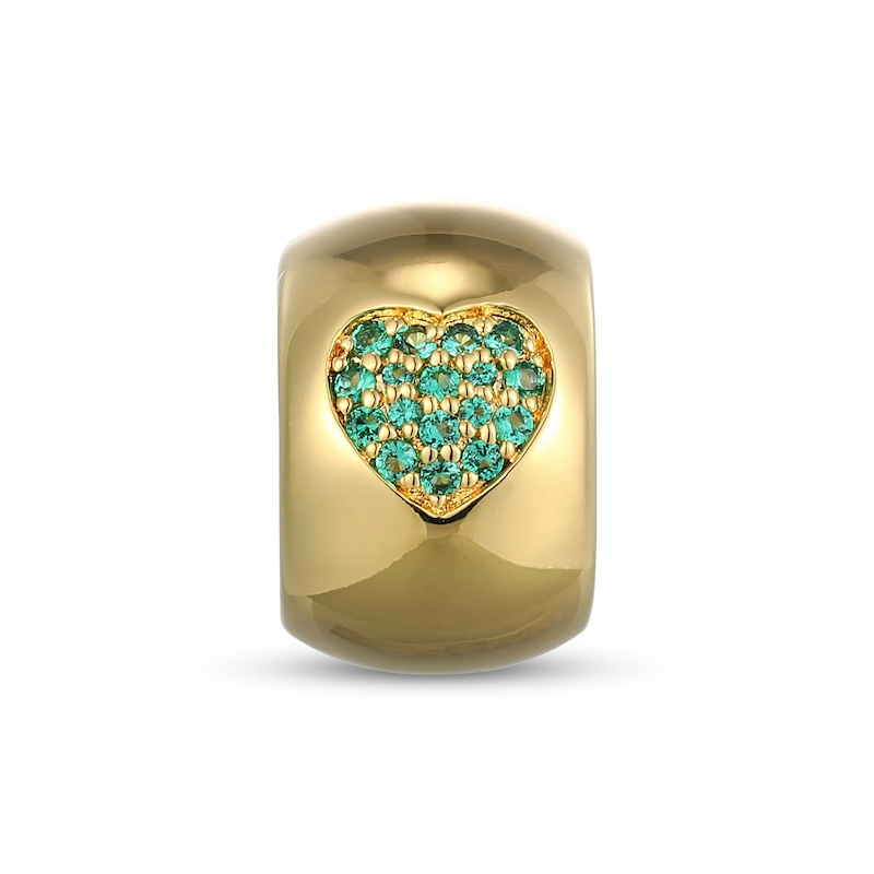 Main Image 1 of STUDIO BY KAY Lab-Created Emerald Heart Rondelle Charm 24K Yellow Gold Vermeil Sterling Silver