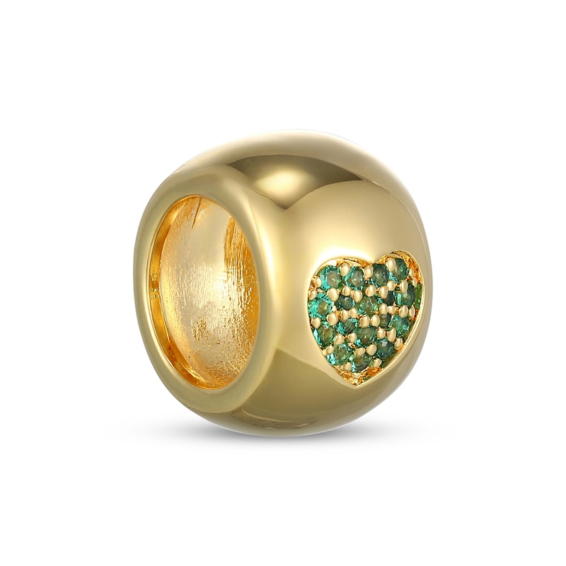 Main Image 2 of STUDIO BY KAY Lab-Created Emerald Heart Rondelle Charm 24K Yellow Gold Vermeil Sterling Silver