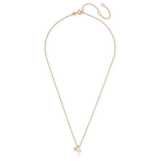 Rocksbox The Charlotte Lab-Grown Diamond Cross Charm Necklace 1/15 ct tw 24K Yellow Gold Vermeil Sterling Silver 19"