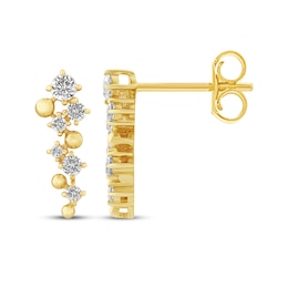 JOUJE Collection Lab-Grown Diamond & Bead Scatter Stud Earrings 1/4 ct tw 10K Yellow Gold