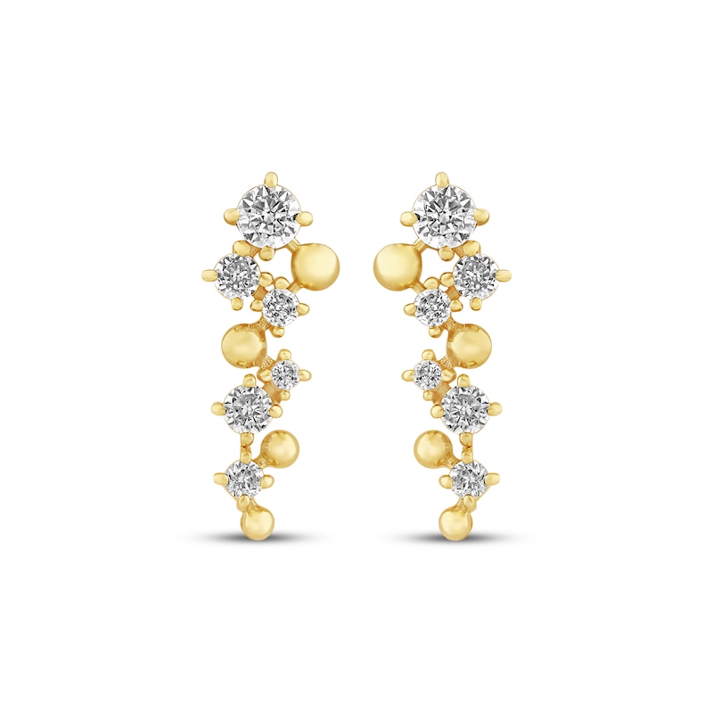 Main Image 2 of JOUJE Collection Lab-Grown Diamond & Bead Scatter Stud Earrings 1/4 ct tw 10K Yellow Gold