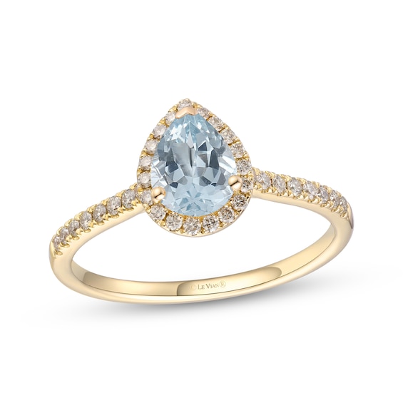 Le Vian Aquamarine Ring 1/3 ct tw Diamonds 14K Honey Gold