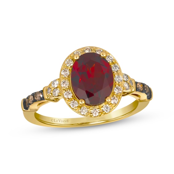Le Vian Oval-Cut Garnet Ring 1/4 ct tw Diamonds 14K Honey Gold