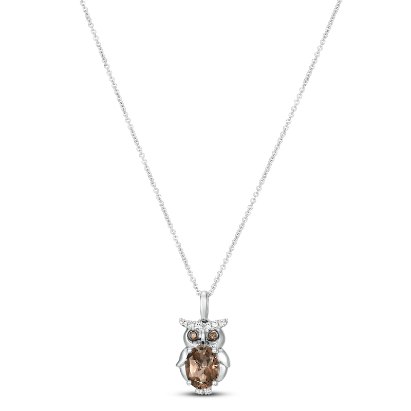 Main Image 1 of Le Vian Quartz Owl Necklace 1/15 ct tw Diamonds 14K Vanilla Gold 18"