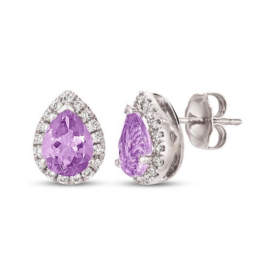 Le Vian Amethyst Earrings 1/4 ct tw Diamonds 14K Vanilla Gold