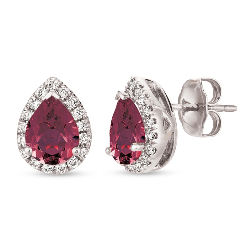 Main Image 1 of Le Vian Rhodolite & Diamond Earrings 1/4 ct tw 14K Vanilla Gold