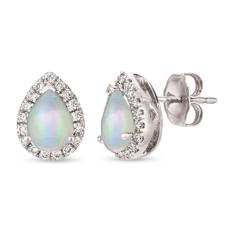 Main Image 1 of Le Vian Opal & Diamond Earrings 1/4 ct tw 14K Vanilla Gold