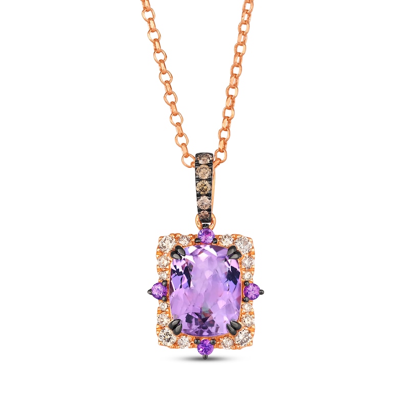 Main Image 1 of Le Vian Venetian Color on Color Amethyst & Pink Sapphire Necklace 1/3 ct tw Diamonds 14K Strawberry Gold 19"