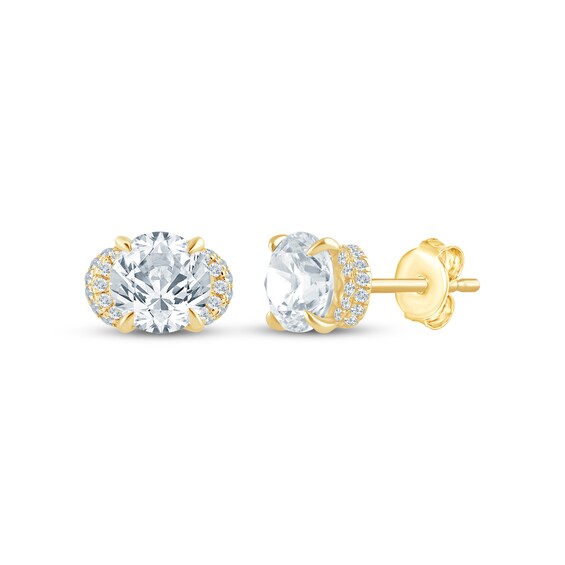 Monique Lhuillier Bliss Certified Lab-Grown Diamond Collar Stud Earrings 2-1/5 ct tw 24K Yellow Gold Vermeil Sterling Silver