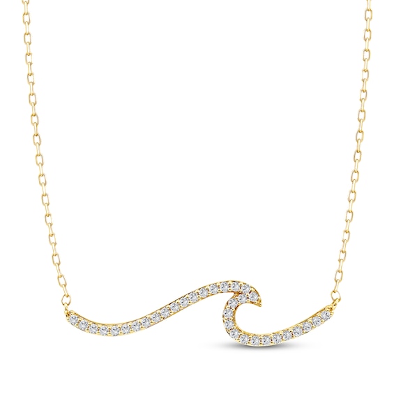 KAY Lab-Grown Diamonds Wave Necklace 1/5 ct tw 10K Yellow Gold 18"
