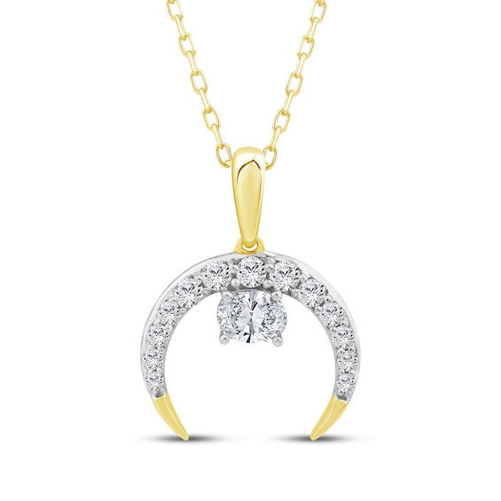KAY Lab-Grown Diamonds Oval & Round-Cut Crescent Necklace 1/3 ct tw 10K Yellow Gold 18"