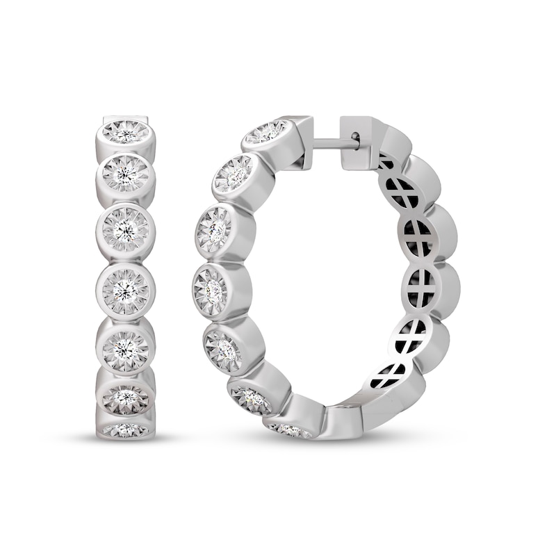 Main Image 1 of Diamond Hoop Earrings 1/2 ct tw Sterling Silver