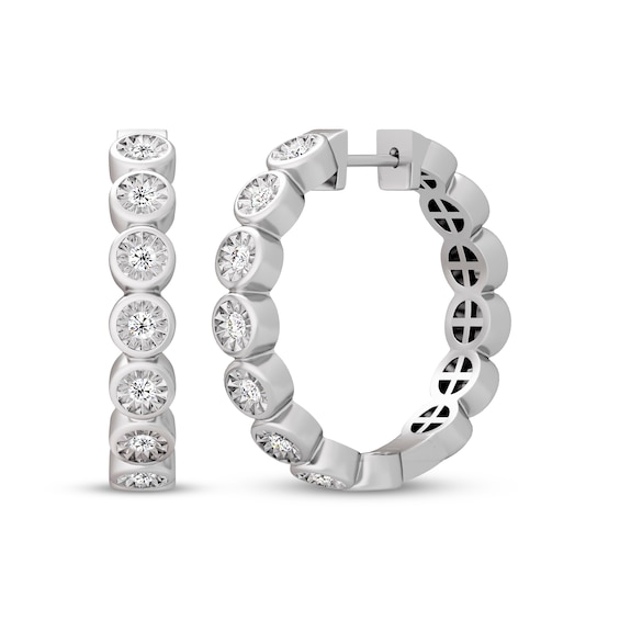 Diamond Hoop Earrings 1/10 ct tw Sterling Silver