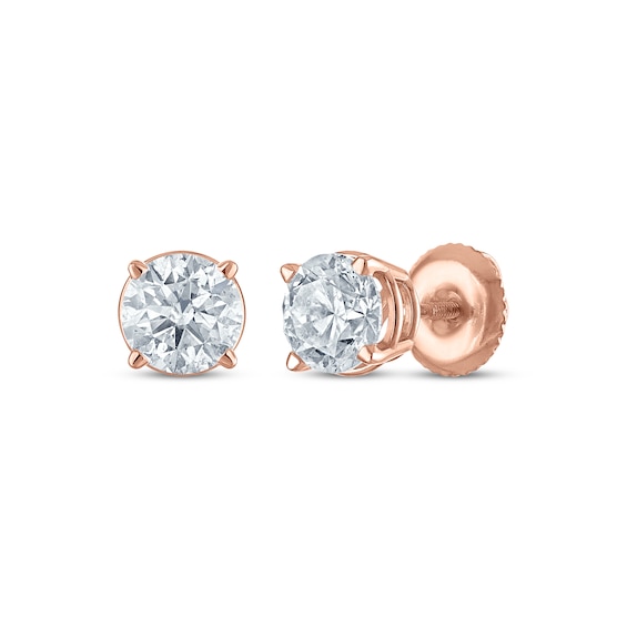Round-Cut Diamond Solitaire Stud Earrings 1-1/2 ct tw 14K Rose Gold (I/I2)