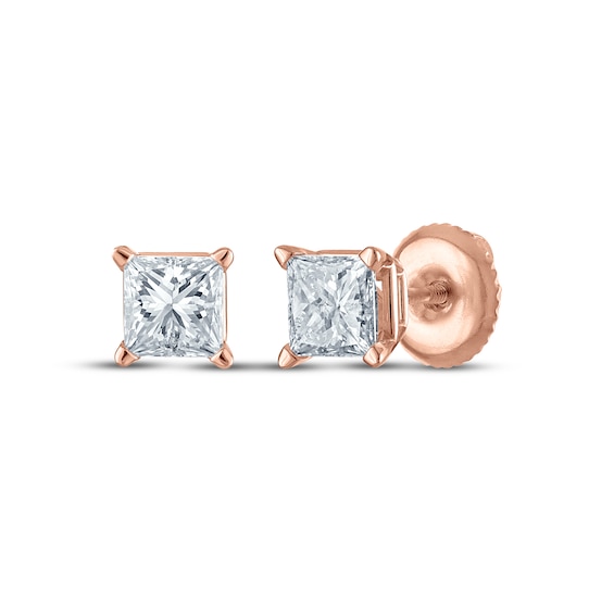 Princess-Cut Diamond Solitaire Stud Earrings 1 ct tw 14K Rose Gold (I/I2)