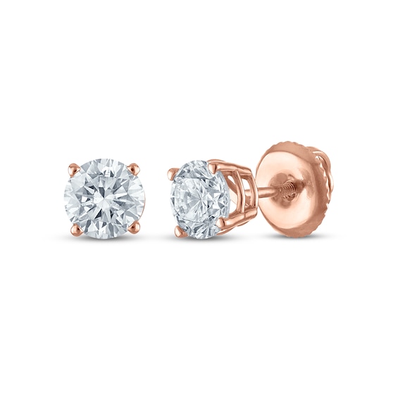 Round-Cut Diamond Solitaire Stud Earrings 1 ct tw 14K Rose Gold (I/I2)