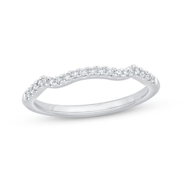 Diamond Contour Wedding Band 1/8 ct tw 14K White Gold