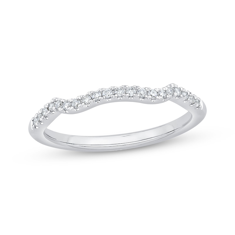 Main Image 1 of Diamond Contour Wedding Band 1/8 ct tw 14K White Gold