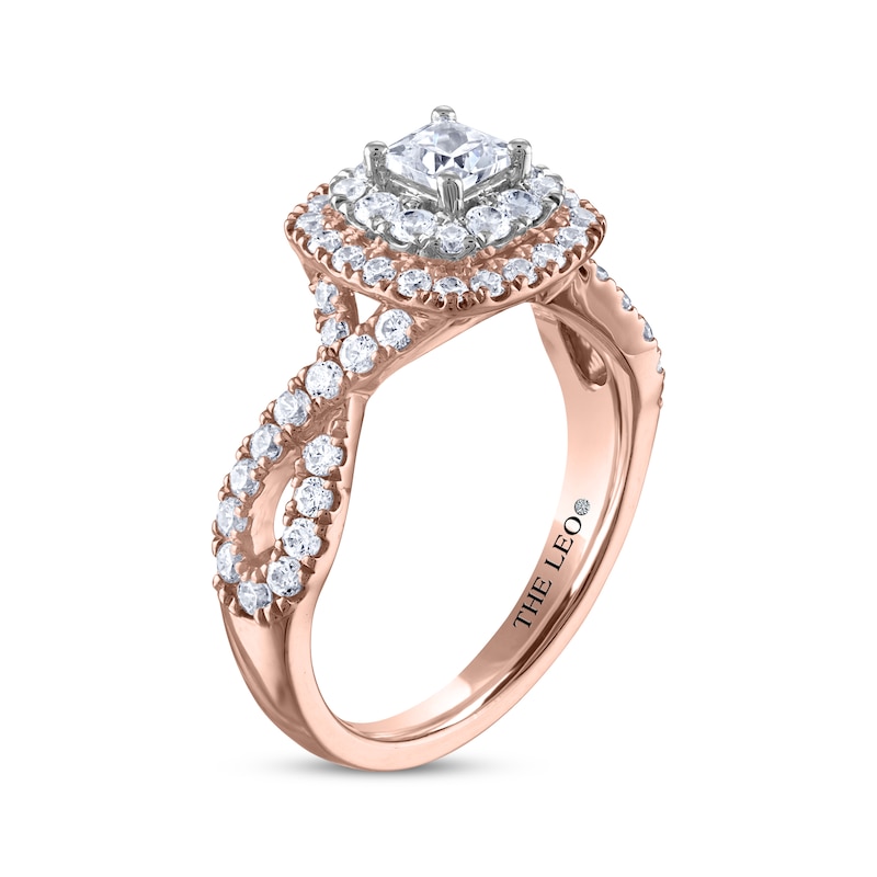 Main Image 2 of THE LEO Diamond Princess-Cut Twist Shank Engagement Ring 1-1/5 ct tw 14K Two-Tone Gold
