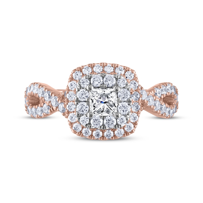 Main Image 3 of THE LEO Diamond Princess-Cut Twist Shank Engagement Ring 1-1/5 ct tw 14K Two-Tone Gold