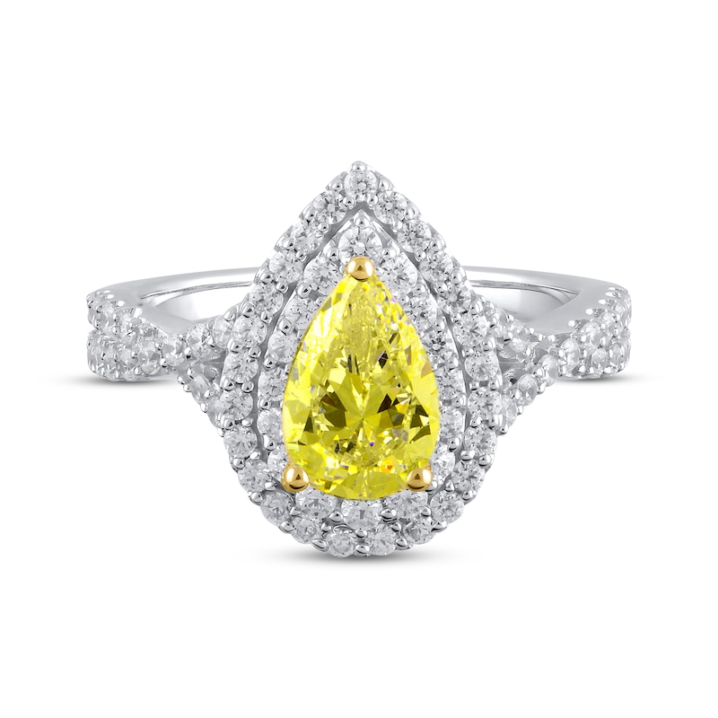 Lab-Created Diamonds by KAY Yellow & White Pear Shaped Engagement Ring 1-3/4 ct tw 14K White Gold