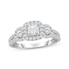 Thumbnail Image 1 of Memories Moments Magic Three-Stone Princess & Round-Cut Diamond Engagement Ring 1 ct tw 14K White Gold