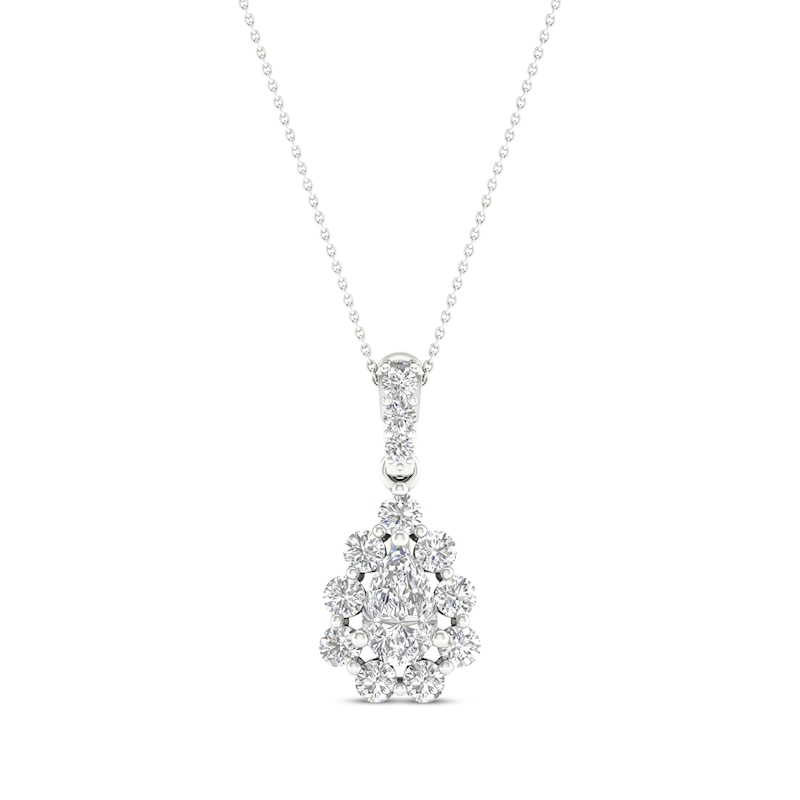 Lab-Created Diamonds by KAY Pear-Shaped Necklace 1 ct tw 14K White Gold 18"