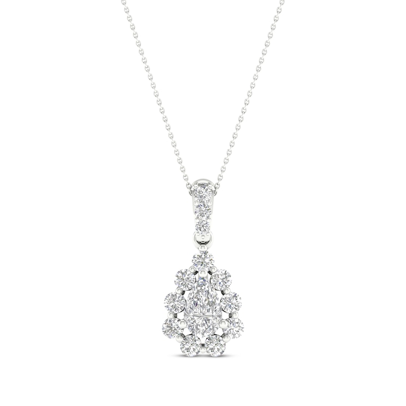 Main Image 1 of KAY Lab-Grown Diamonds Pear-Shaped Necklace 1 ct tw 14K White Gold 18&quot;