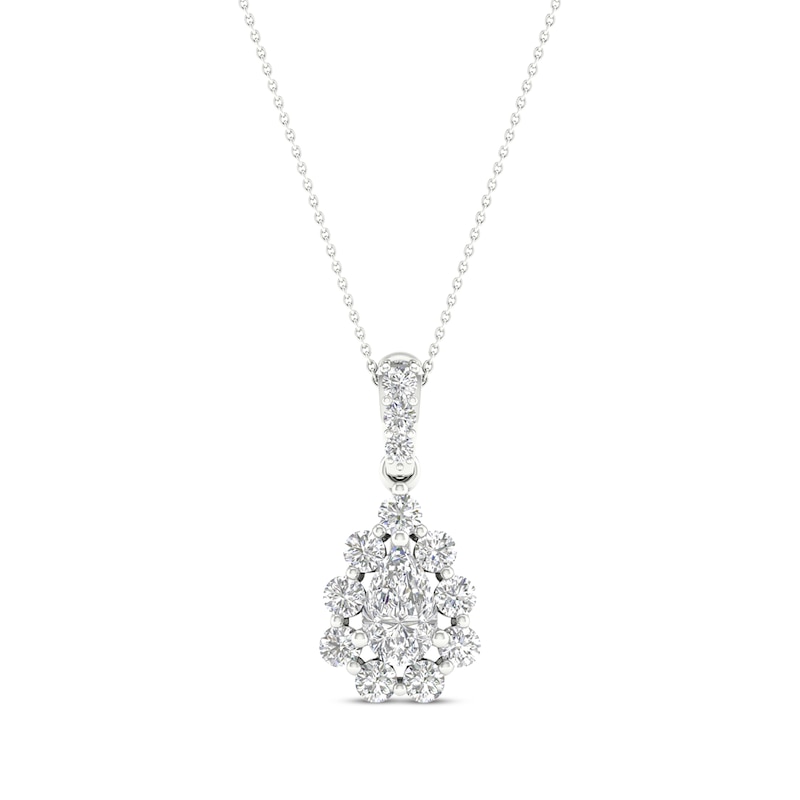 Lab-Created Diamonds by KAY Pear-Shaped Necklace 1 ct tw 14K White Gold ...