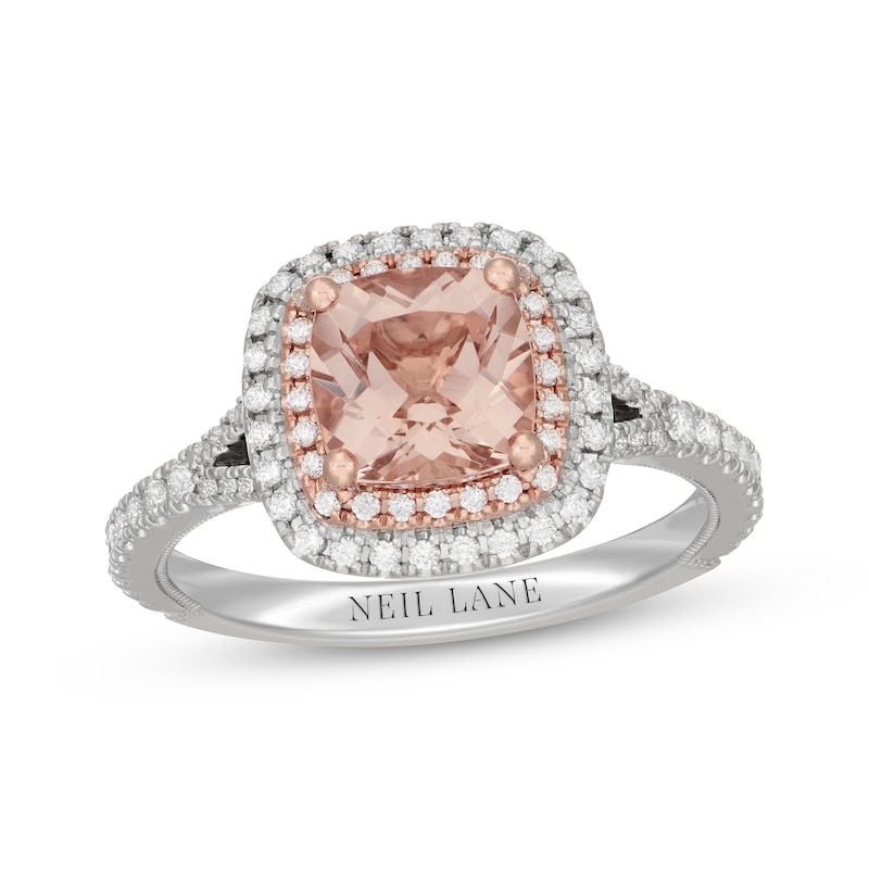 Main Image 1 of Neil Lane Cushion-Cut Morganite & Diamond Engagement Ring 1/2 ct tw 14K Two-Tone Gold