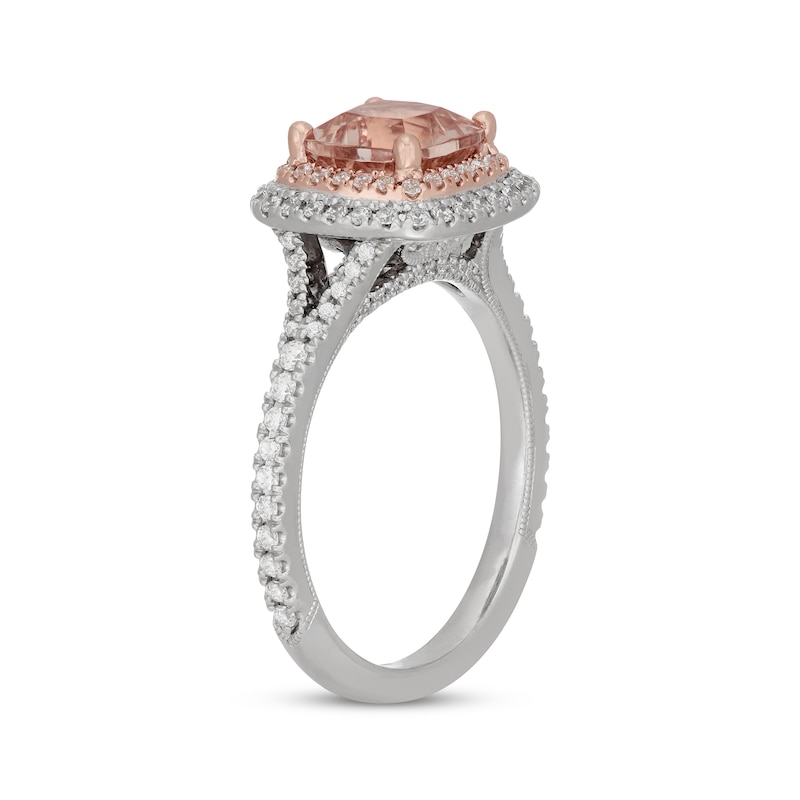 Main Image 2 of Neil Lane Cushion-Cut Morganite & Diamond Engagement Ring 1/2 ct tw 14K Two-Tone Gold