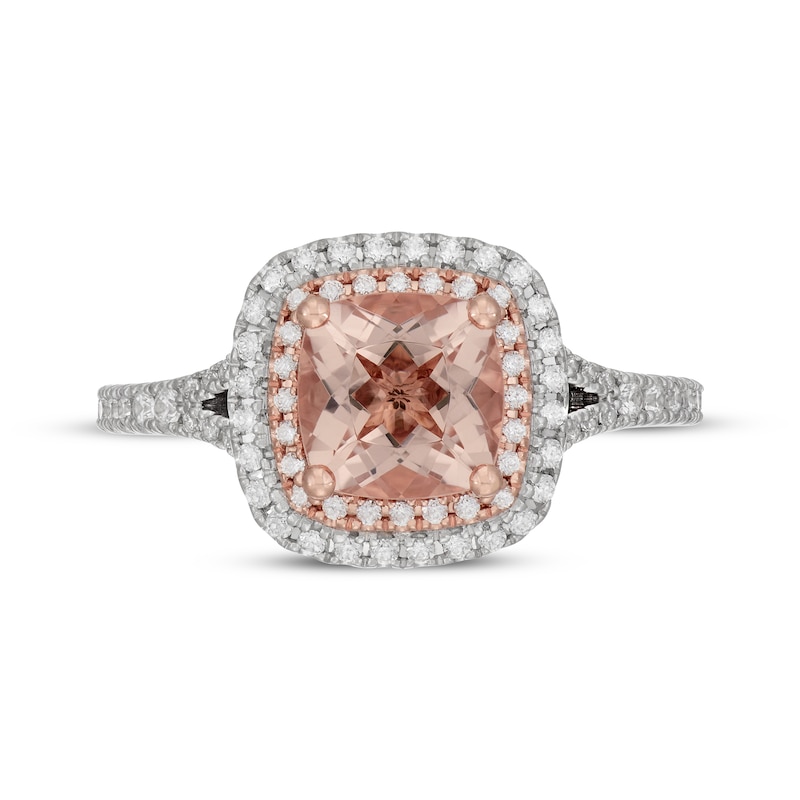Main Image 3 of Neil Lane Cushion-Cut Morganite & Diamond Engagement Ring 1/2 ct tw 14K Two-Tone Gold