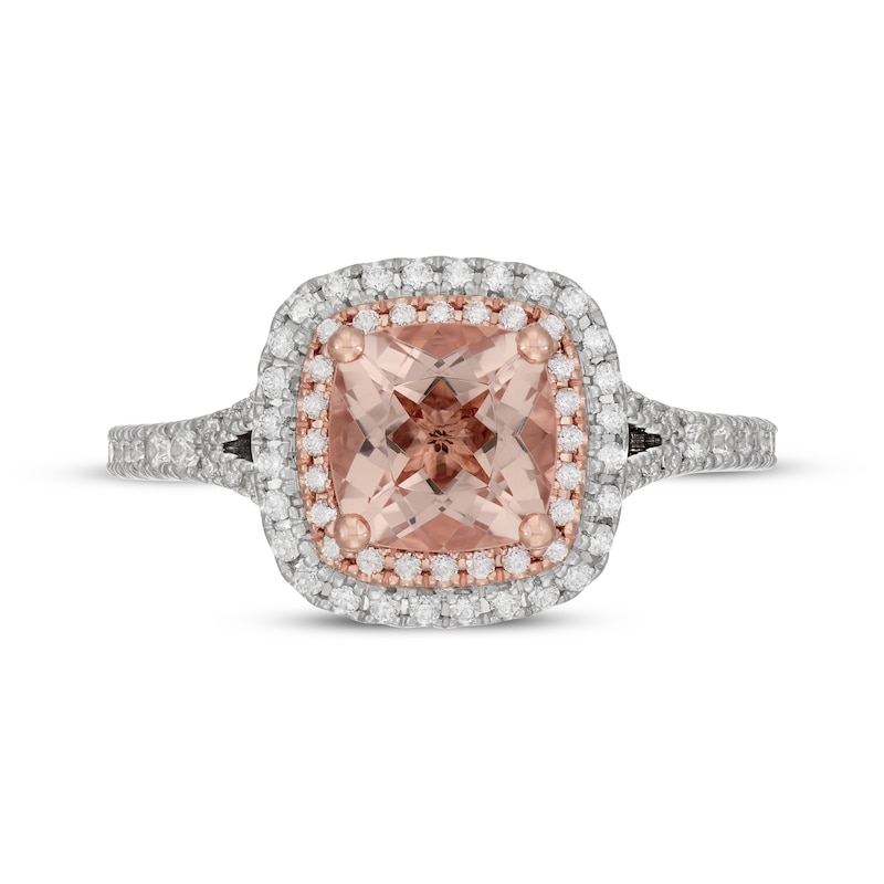 Neil Lane Cushion-Cut Morganite & Diamond Engagement Ring 1/2 ct tw 14K Two-Tone Gold