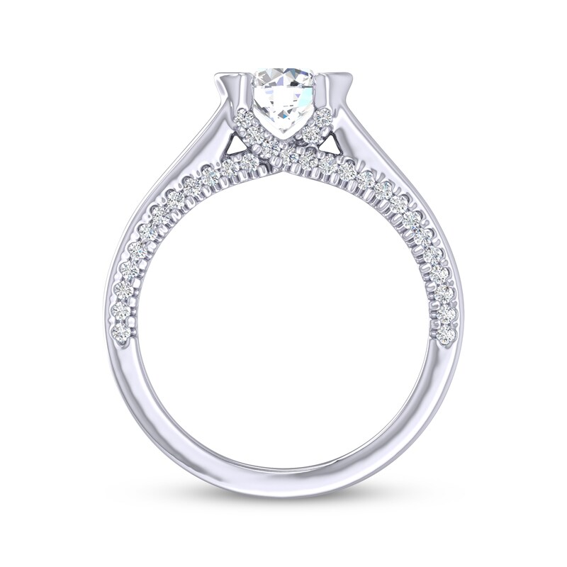 Round-Cut Diamond Solitaire Hidden Detail Engagement Ring 3/4 ct tw 14K White Gold