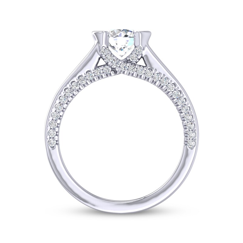 Round-Cut Diamond Solitaire Hidden Detail Engagement Ring 3/4 ct tw 14K White Gold (I/I1)