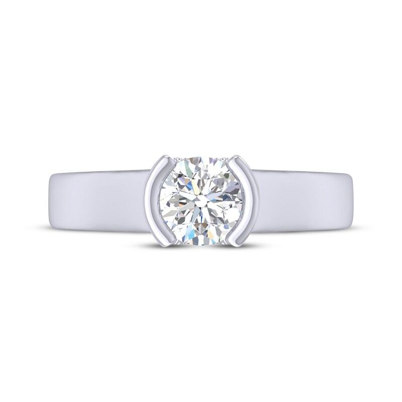 Round-Cut Diamond Solitaire Hidden Detail Engagement Ring 3/4 ct tw 14K White Gold
