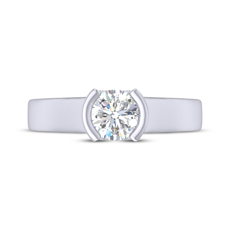 Round-Cut Diamond Solitaire Hidden Detail Engagement Ring 3/4 ct tw 14K White Gold (I/I1)