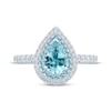 Thumbnail Image 3 of Monique Lhuillier Bliss Pear-Shaped Aquamarine, Swiss Blue Topaz & Diamond Engagement Ring 1/2 ct tw 14K White Gold
