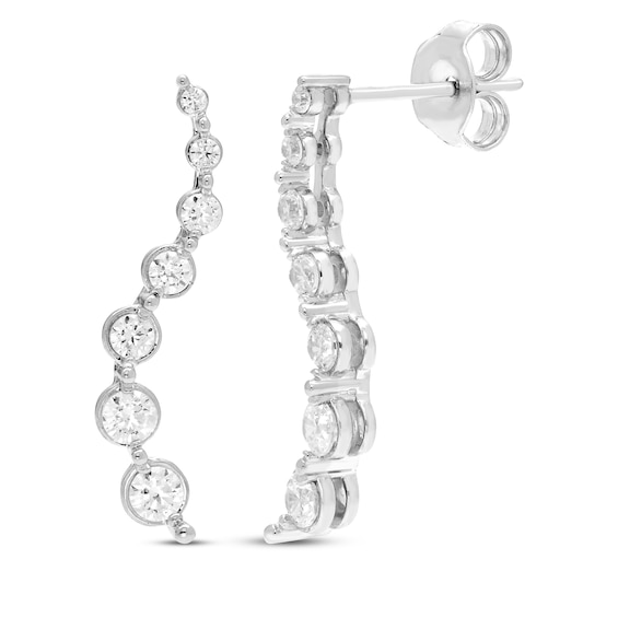 Diamond Curved Journey Earrings 5/8 ct tw 10K White Gold
