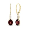 Thumbnail Image 1 of Oval-Cut Garnet & Diamond Drop Earrings 1/8 ct tw 10K Yellow Gold