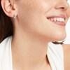 Thumbnail Image 3 of Pear-Shaped Swiss Blue Topaz & Diamond Earrings 1/20 ct tw 10K White Gold
