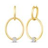 Thumbnail Image 1 of Multi-Diamond Convertible Oval & Round Hoop Drop Earrings 1/10 ct tw 10K Yellow Gold