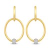 Thumbnail Image 2 of Multi-Diamond Convertible Oval & Round Hoop Drop Earrings 1/10 ct tw 10K Yellow Gold