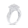 Thumbnail Image 1 of Princess-Cut Quad Diamond Double Cushion Halo Engagement Ring 1 ct tw 14K White Gold