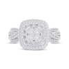 Thumbnail Image 2 of Princess-Cut Quad Diamond Double Cushion Halo Engagement Ring 1 ct tw 14K White Gold