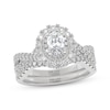 Thumbnail Image 1 of THE LEO Prisma Diamond Oval-Cut Double Halo Bridal Set 1-1/8 ct tw 14K White Gold